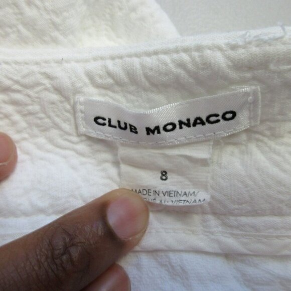Club Monaco Capri Mid Rise Cropped Pants Women's 8 White Cotton Slim Casual 286 - Picture 4 of 11